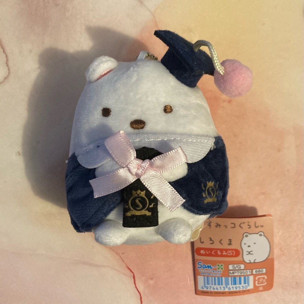 🐻10cm Limited Edition San-X Sumikko Gurashi Bear in Graduation Outfit Plush Doll